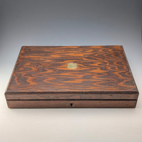 1923 British Antique Pure Silver Handle Dessert Cutlery 5 Pair Yates Brothers Wooden Box